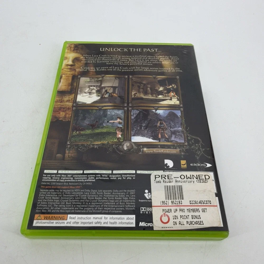 Tomb Raider Anniversary (Microsoft Xbox 360, 2007) No Manual